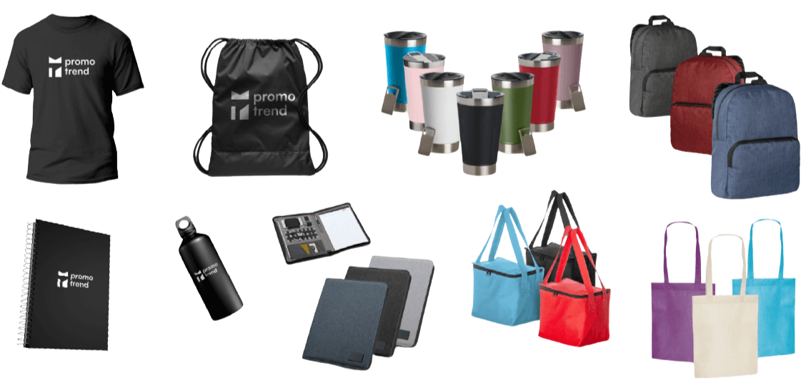 Brindes e materiais gráficos personalizados produzidos pela PromoTrend